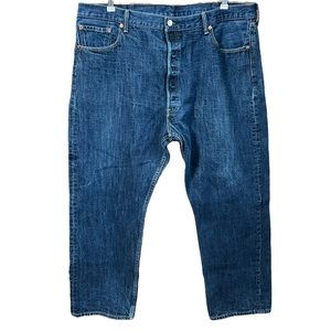 Levis 501 Men's Blue Jeans 44x32 Dark Wash Classic Red Tab Button Fly Vtg